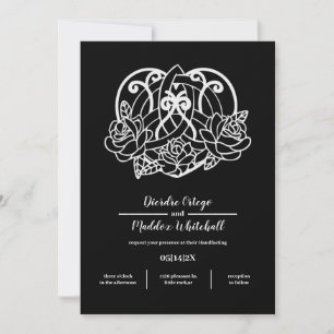 Black Celtic Heart Knot Floral Handfasting Invitation