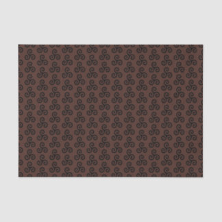 Black Celtic Triple Spiral Triskele on Brown Tissue Paper