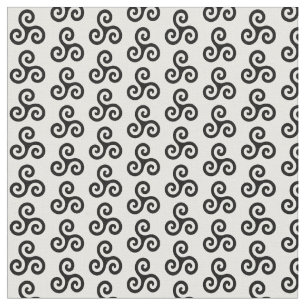 Black Celtic Triple Spiral Triskele on White Fabric