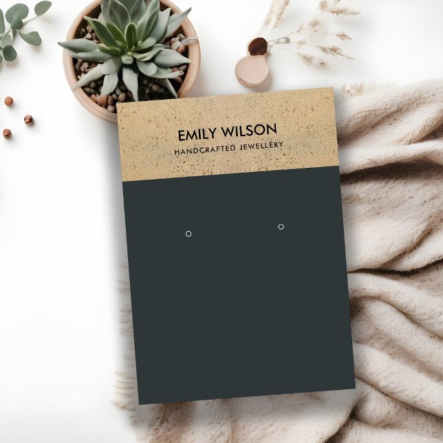 BLACK CERAMIC TERRACOTTA TEXTURE EARRING DISPLAY BUSINESS CARD (Creator Uploaded)