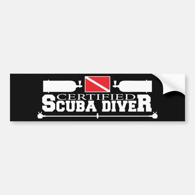 Black Certified Scuba Diver Bumper Sticker (Front)