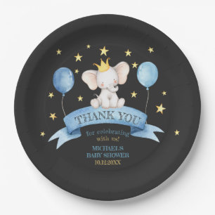 black chalk baby elephant BALLOON Paper Plate
