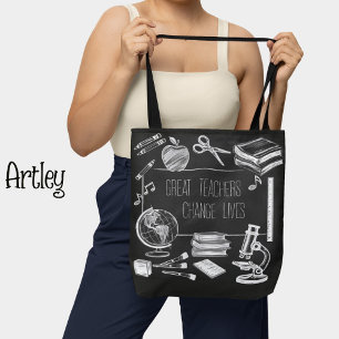 Black Chalk Board Elementary School Teacher Phrase Tote Bag