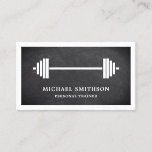 Black Chalkboard Barbell Fitness Personal Trainer Business Card