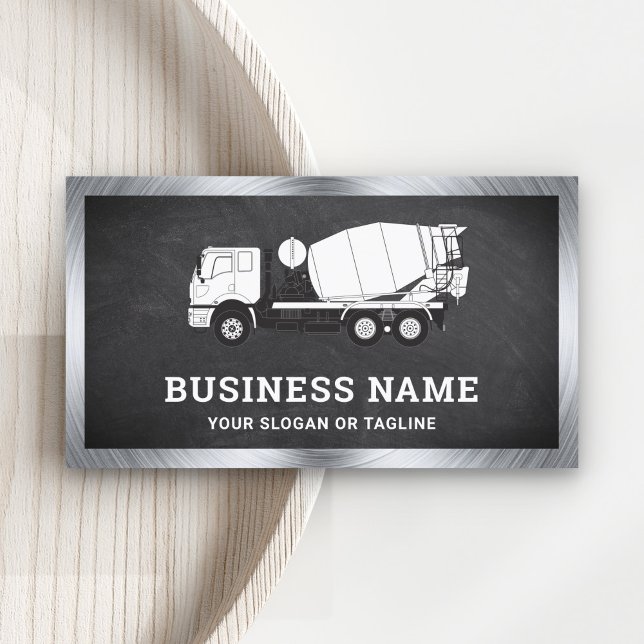 Black Chalkboard Concrete Mixer Cement Truck Business Card (Creator Uploaded)