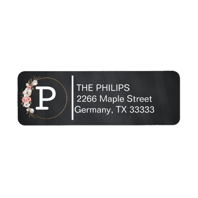 Black Chalkboard Custom Monogram Label (Front)