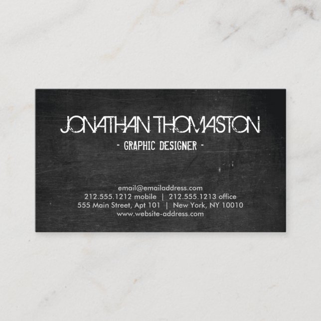 Black Chalkboard Designer Business Card (Front)
