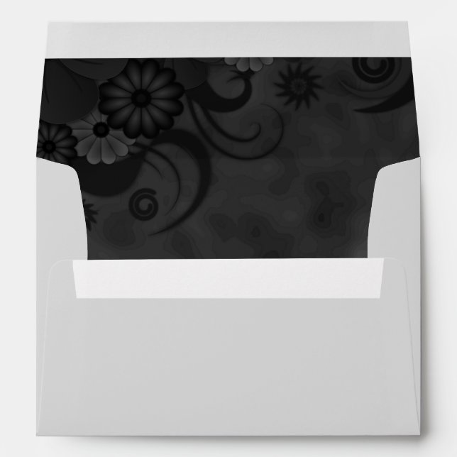 Black Chalkboard Floral Elegant Wedding Envelopes (Back (Bottom))
