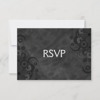 Black Chalkboard Floral Gothic RSVP Response Card