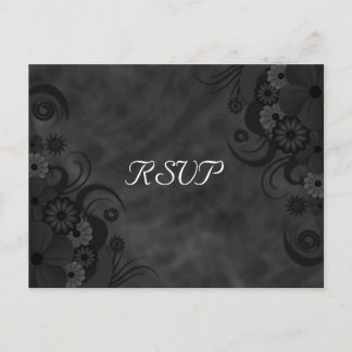 Black Chalkboard Floral Gothic RSVP Response Card