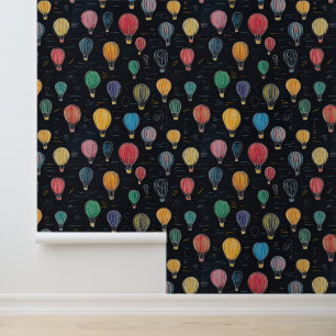 Black Chalkboard Hot Air Balloon Kindergarten Wall