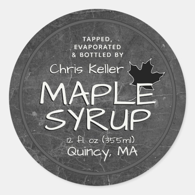 Black Chalkboard Maple Syrup Label (Front)