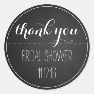 Black Chalkboard Masonjar Flowers Bridal Shower Classic Round Sticker