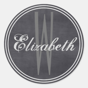 Black Chalkboard Name Monogram Envelope Seals
