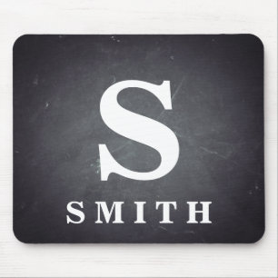 Black Chalkboard Personalised Monogram Mouse Pad