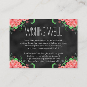 Black Chalkboard Pink Floral Wishing Well Enclosure Card