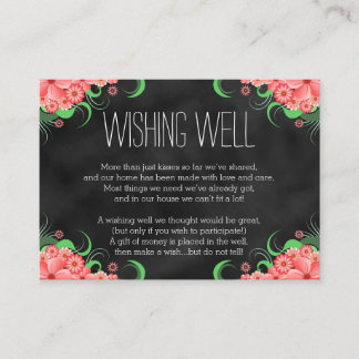 Black Chalkboard Pink Floral Wishing Well Enclosure Card