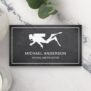 Black Chalkboard Scuba Diving Instructor Business Card