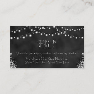 Black Chalkboard String Lights Gift Registry Enclosure Card