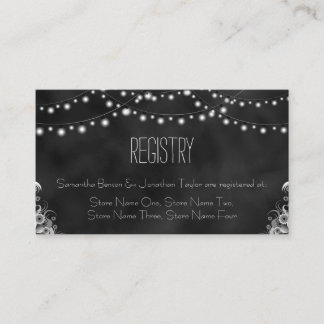 Black Chalkboard String Lights Gift Registry Enclosure Card