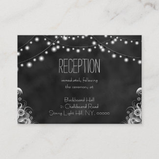 Black Chalkboard String Lights Reception Enclosure Card