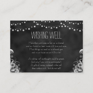 Black Chalkboard String Lights Wishing Well Enclosure Card