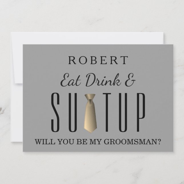 Black Chalkboard Suit-up Will you be my groomsman Invitation (Front)