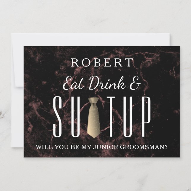 Black Chalkboard Suit-up Will you be my groomsman Invitation (Front)