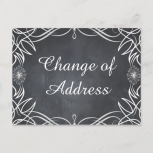 Black Chalkboard Swirl Stylish Change of address Announcement Postcard