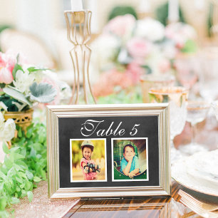 Black Chalkboard Wedding Photo Table Number