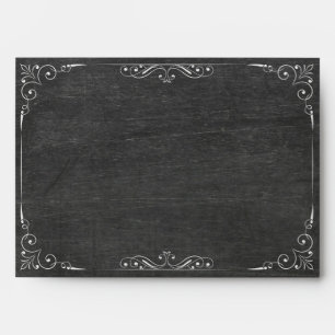 Black Chalkboard White Border Gold Glitter Wedding Envelopes