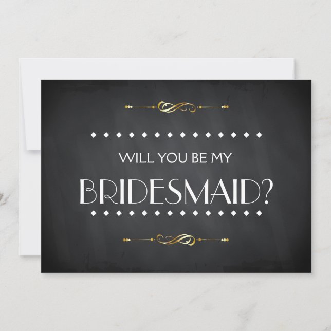 Black ChalkBoard Will you be my Bridesmaid Invitat Invitation (Front)