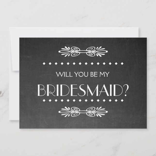 Black ChalkBoard Will you be my Bridesmaid Invitat Invitation (Front)