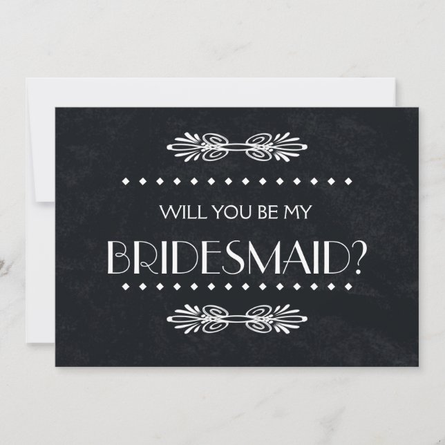 Black ChalkBoard Will you be my Bridesmaid Invitation (Front)