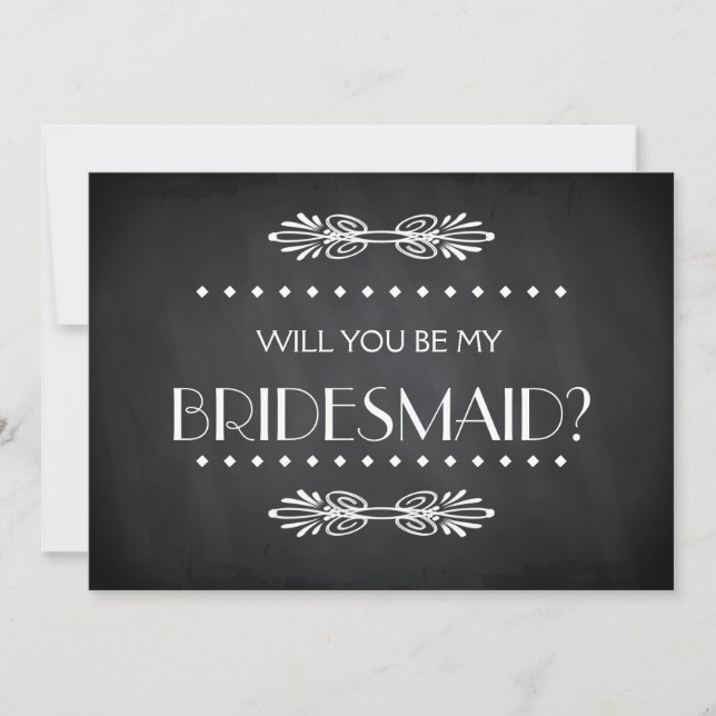 Black ChalkBoard Will you be my Bridesmaid Invitation (Front)