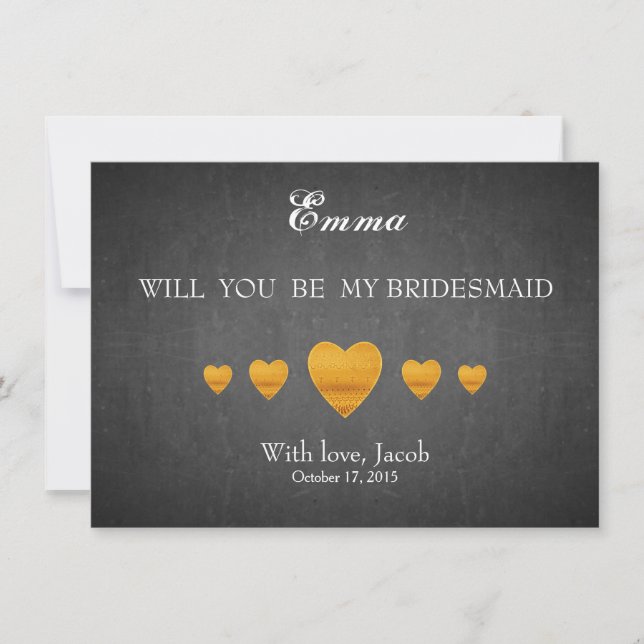 Black Chalkboard Will You Be My Bridesmaid Invitation (Front)