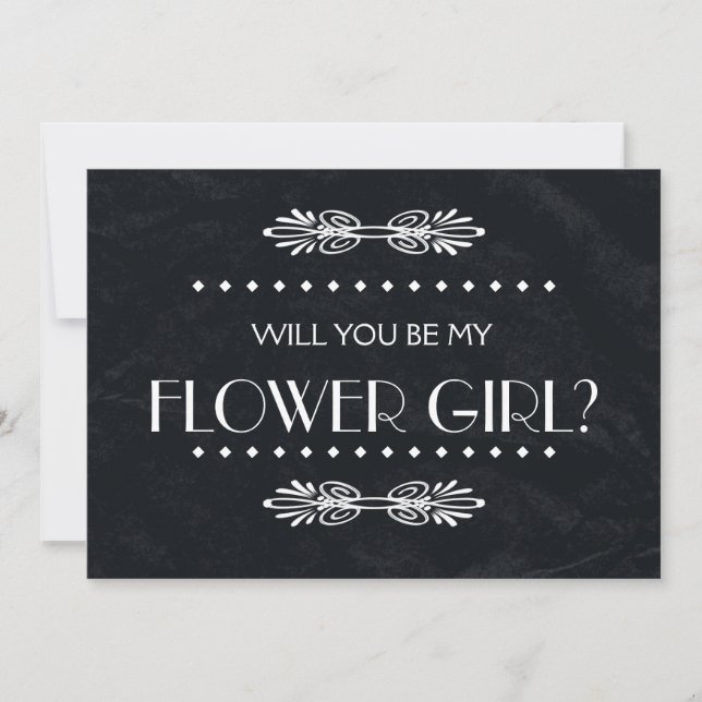 Black ChalkBoard Will you be my Flowergirl Invitation (Front)