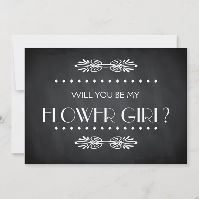 Black ChalkBoard Will you be my Flowergirl Invitation (Front)