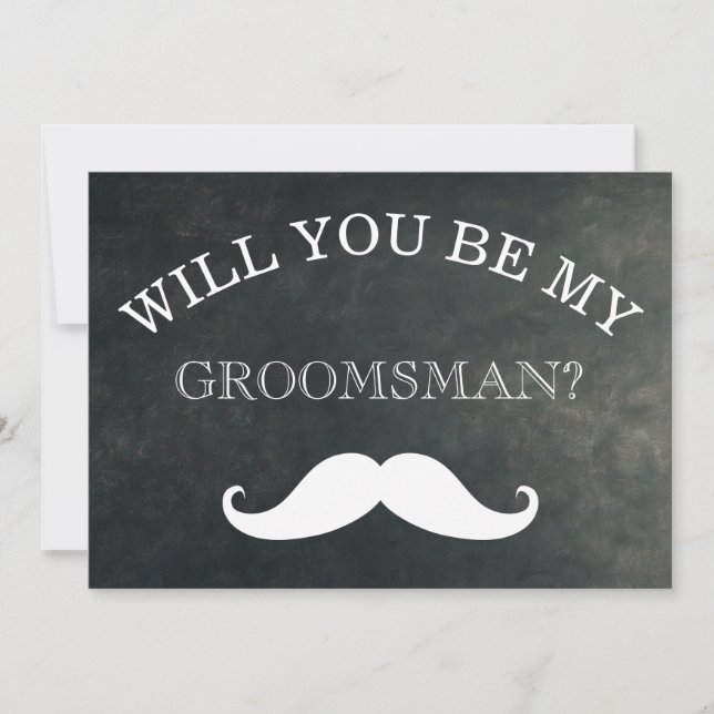 Black Chalkboard Will You Be My Groomsman Invitation (Front)