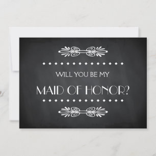Black ChalkBoard Will you be my Maid of honour Invitation