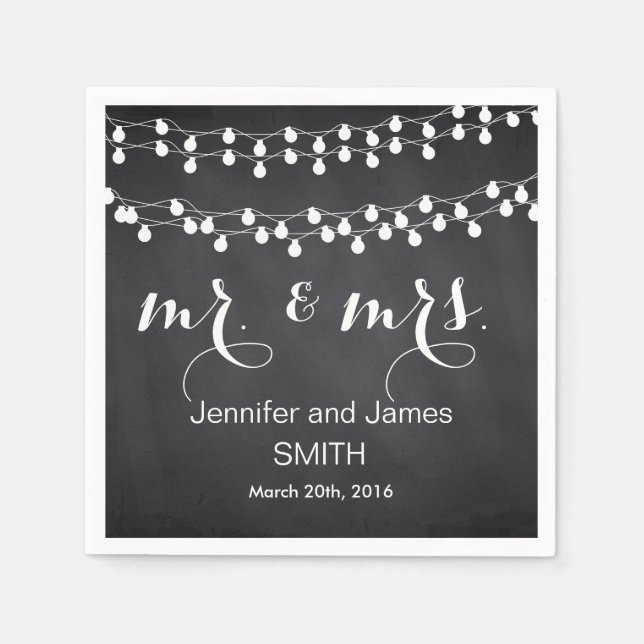 Black Challkboard Wedding Confetti Gold Glitter Napkin (Front)