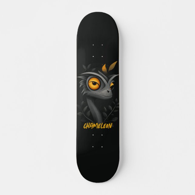 Black Chameleon Personalised Skateboard (Front)