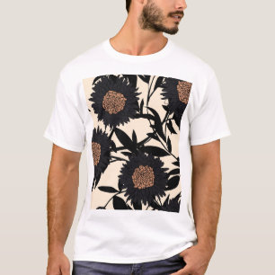 Black chamomile, gerbera: cream background. T-Shirt
