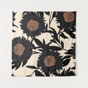 Black chamomile, gerbera: cream background. tapestry
