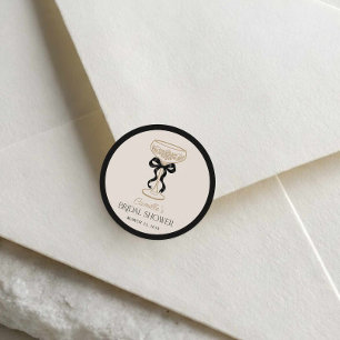Black Champagne Brunch Circle Favour Sticker