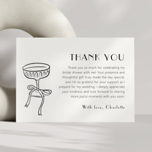 Black Champagne Glass With Bow Bridal Shower Thank You Card
