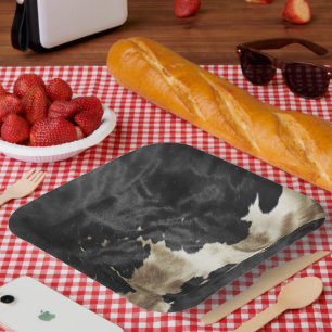 Black Champagne Gold Cowhide Paper Plate