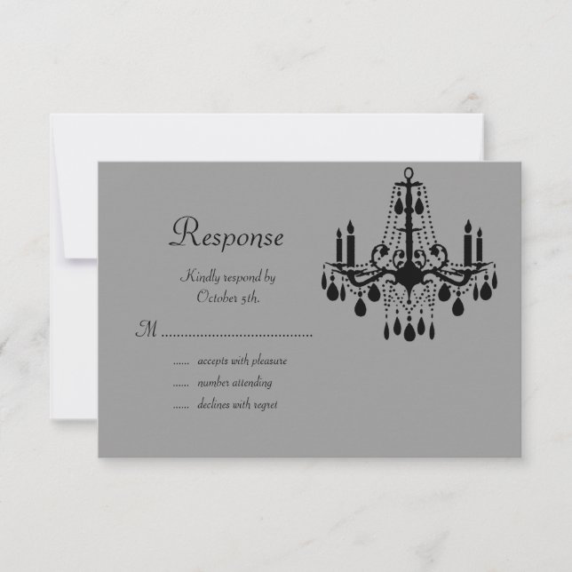 Black Chandelier and Bats RSVP Card (Front)