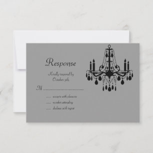 Black Chandelier and Bats RSVP Card