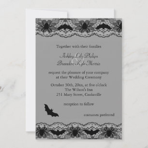 Black Chandelier & Bats Wedding Invitation